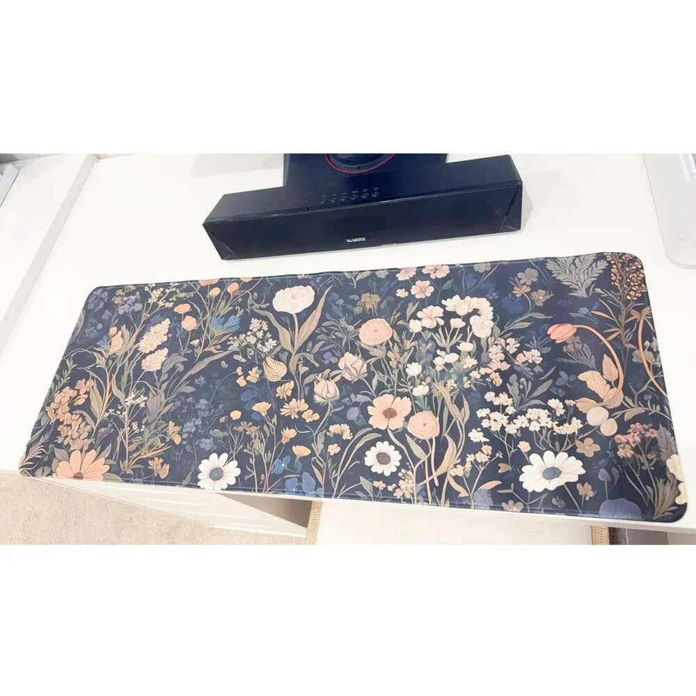 31x 11.5'' Vintage Dark Floral Extended Mouse Pad for Home Office